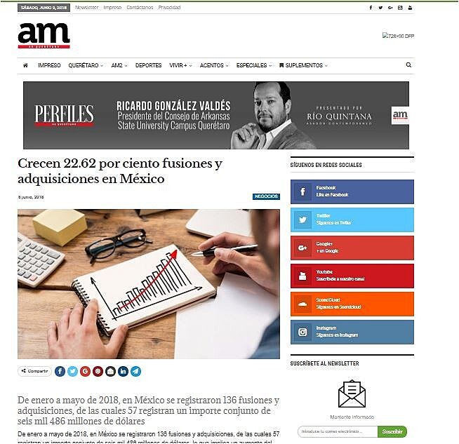 Crecen 22.62 por ciento fusiones y adquisiciones en Mxico